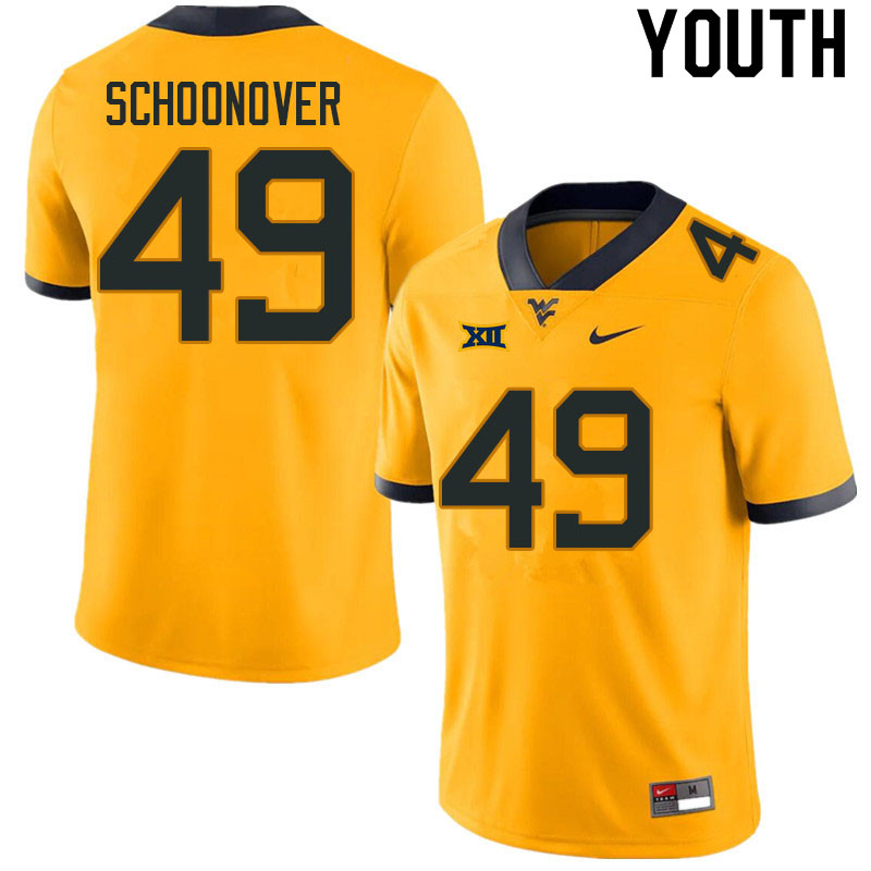 Youth #49 Wil Schoonover West Virginia Mountaineers College Football Jerseys Sale-Gold - Click Image to Close